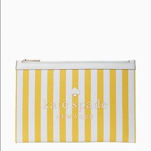⭐️NWT⭐️Kate Spade yellow striped large zip pouch